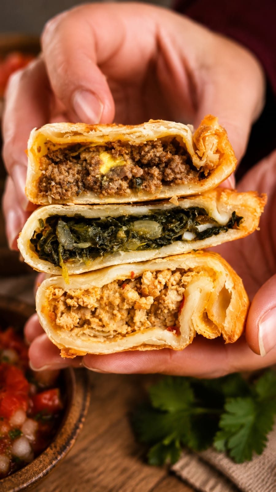 Empanadas caseras: carne, verdura y pollo